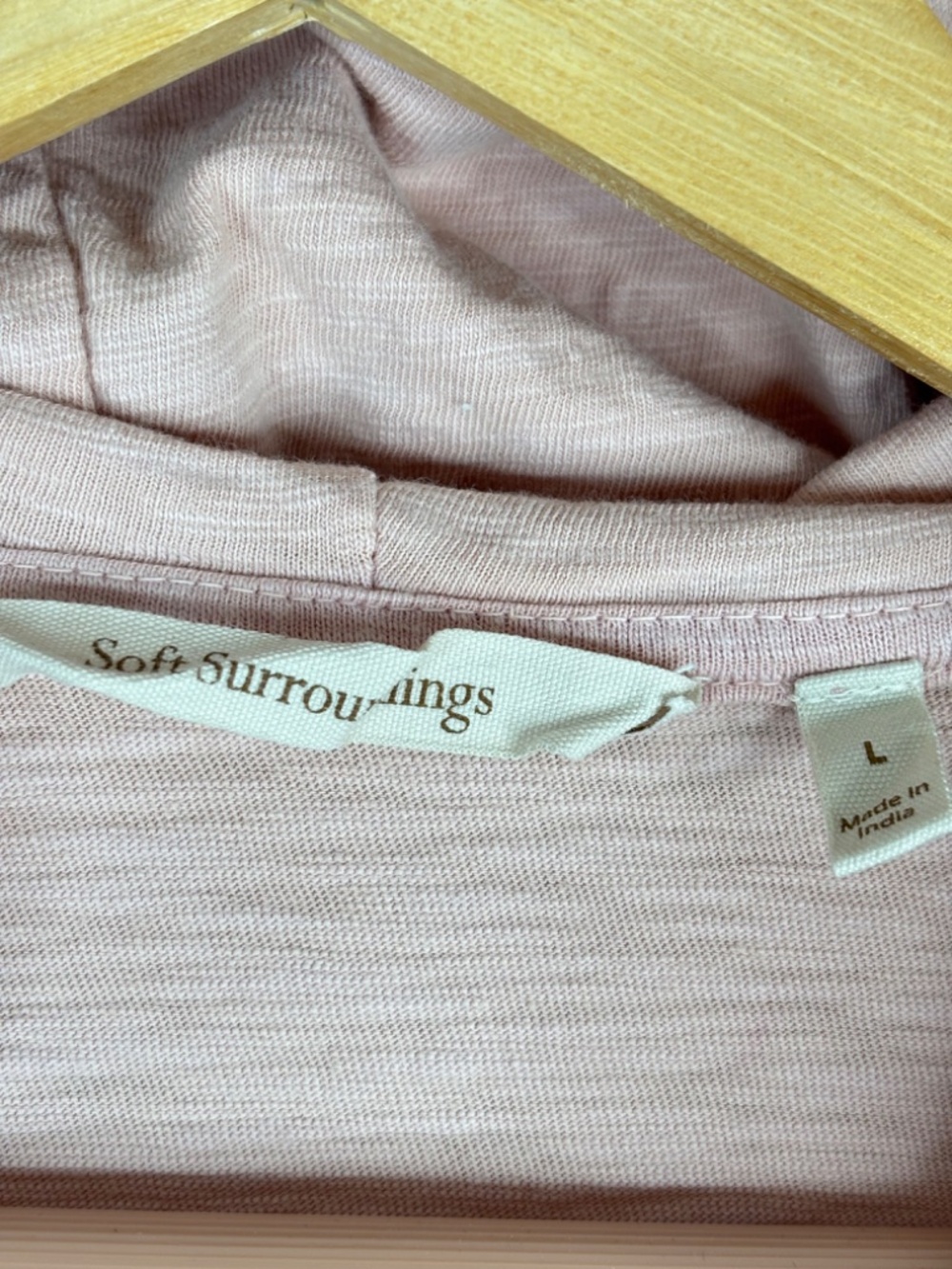Soft Surroundings Corrina Pink Floral Embroidered Hoodie L Zip Up Boho Lagenlook - Picture 6 of 10